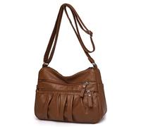 ModaZeal Borse in pelle morbida PU per le donne Multi tasche borsa a tracolla borse a tracolla da donna borse da viaggio leggere borsa a tracolla impermeabile, Marrone, Medium