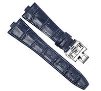 MODBAND Canda di guardia in pelle genuina per Vacheron Costantin ALL'ESTERO Serie 450 0V 5500V P47040 Fibbia in acciaio inossidabile 25 * 8 mm uomini di guardia(Blue-silver-B)