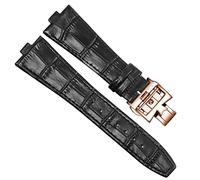 MODBAND Canda di guardia in pelle genuina per Vacheron Costantin ALL'ESTERO Serie 450 0V 5500V P47040 Fibbia in acciaio inossidabile 25 * 8 mm uomini di guardia(Black-rosegold-B)