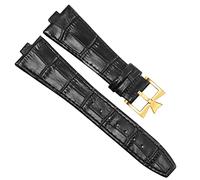 MODBAND Canda di guardia in pelle genuina per Vacheron Costantin ALL'ESTERO Serie 450 0V 5500V P47040 Fibbia in acciaio inossidabile 25 * 8 mm uomini di guardia(Black-gold)