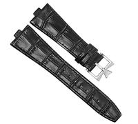 MODBAND Canda di guardia in pelle genuina per Vacheron Costantin ALL'ESTERO Serie 450 0V 5500V P47040 Fibbia in acciaio inossidabile 25 * 8 mm uomini di guardia(Black-silver)
