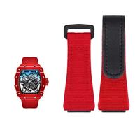 MODBAND Cinturino in vera pelle, adatto per cinturino in nylon Richard Mille, cacciavite da uomo RM50/53, testa della vite a quattro o cinque stelle, 25mm(Red black)