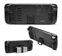Modcase di raffreddamento per Steam Deck LCD/OLED, piastra posteriore traslucida con cavalletto pieghevole, custodia per gestione del calore, facile installazione con strumenti (nero)