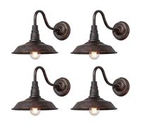 Moddeny 4 Pezzi Applique da parete in ferro vintage Retro IP54 Impermeabile Lampada da parete per esterni Montaggio a parete Bronzo a collo d'oca Applique da parete per portico Garage Patio Porta