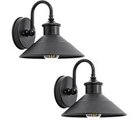 Moddeny Applique da Parete per Esterni in Ferro Luci da fienile Impermeabili per Esterni Nero Apparecchio di Illuminazione per Montaggio a Parete Applique da Parete a Collo di Cigno da 10 Pollici