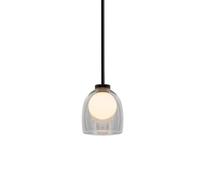 MODEBHD Lampada a sospensione e lampadario in stile semplice, lampada a sospensione singola a vite G9, apparecchi di illuminazione in metallo con doppia sfera di vetro, lampada a sospensione per isola