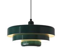 MODEBHD Lampada a sospensione Mid Century Lampada a sospensione a soffitto verde a 1 luce Design a 3 strati con paralume in metallo vintage Lampade da incasso per tavolo da pranzo Cucina Isola Corrido