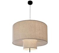 MODEBHD Lampade a sospensione per fattoria, illuminazione a sospensione a tamburo a 2 livelli con paralume in lino, lampadari a sospensione rustici leggeri da 15,76 pollici per soggiorno cucina sala d