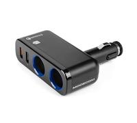 MODECOM Royal CG2U2Q - Caricatore rapido per auto con 2 porte USB, caricatore da auto con doppia porta per smartphone e tablet, caricabatterie compatto da auto, protezione da sovraccarico e indicatore
