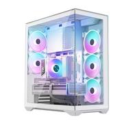 MODECOM Volcano Space XL ARGB Full Tower 5F Bianco Gaming PC Case | ATX Gaming Computer Case con 5 ventole ARGB | Design panoramico in vetro temperato | High End Airflow & Supporto raffreddamento ad