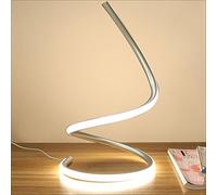 Modeen 40W Lampada da tavolo a LED a spirale moderna lampada da tavolo a LED, lampada da comodino camera da letto studio di lavoro luce dell'occhio salvaspazio per soggiorno camera da letto, argento