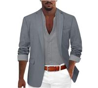 Modeewel Blazer Slim Fit Giacca da uomo sottile cappotto invernale alla moda giacca un bottone, sportiva, giacca smoking, per il tempo libero, elegante giacca autunno inverno, grigio., XXL