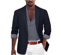 Modeewel Blazer Slim Fit Giacca da uomo sottile cappotto invernale alla moda giacca un bottone, sportiva, giacca smoking, per il tempo libero, elegante giacca autunno inverno, Blu mare, S