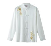 Modeewel Camicia di lino da uomo Kung Fu Tai Chi Tang Tuta Stile Cinese Tradizionale Arti Marziali Manica Lunga Cotone Camicia di Lino Regular Fit Button-Down Fisherman Shirt
