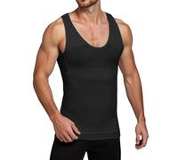 Modeewel Canottiera da uomo, a compressione, per la pancia, per la pancia, per la dimagrante, per la pancia, per lo shapewear, ad asciugatura rapida, 01 nero, M