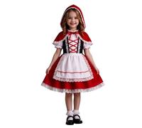 Modeewel Costume Cappuccetto Rosso per bambina vestito con mantello cappuccio travestimento cosplay completo feste di Halloween carnevale serate a tema Graziosi capi abbigliamento rossi bambine