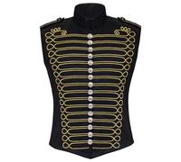 Modeewel Giacca da uomo con colletto alto, a maniche lunghe, per il tempo libero, stile gotico, vintage, costume medievale, divisa per il rinascimento, nero, gotico, industriale, steampunk