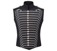 Modeewel Giacca da uomo con colletto alto, a maniche lunghe, per il tempo libero, stile gotico, vintage, costume medievale, divisa per il rinascimento, nero, gotico, industriale, steampunk