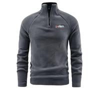 Modeewel Giacca in pile da uomo, comoda felpa Combat, semplice giacca a vento, giacca di peluche, cappotti leggeri, spessi, lunghi e spessi, comodi bomber, giacca classica per il tempo libero, grigio