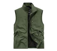Modeewel Gilet da uomo da campeggio estivo multifunzione leggero traspirante giacca senza maniche caccia fotografia molte tasche gilet da lavoro senza maniche in nylon gilet da pesca, verde militare