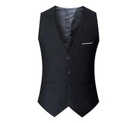 Modeewel Gilet da uomo per matrimonio, da uomo, per il tempo libero, elegante, con tasche, vintage, formale, smoking, slim fit, senza maniche, per il tempo libero, moderno, Nero , 5XL
