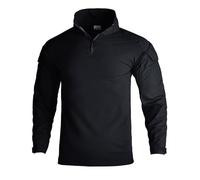Modeewel Tactical Military Combat - Maglietta tattica da uomo, militare, a maniche lunghe, con chiusura lampo a 1/4, Nero , M