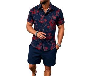 Modeewel Tuta sportiva da uomo, camicia a maniche corte + pantaloncini cargo, set da 2 pezzi, tuta da basket per allenamento, corsa, tempo libero, outdoor, tuta sportiva giapponese, tuta per il tempo