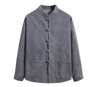 Modeewel Uomo Cord Camicietta Cinese Kungfu Giacca Tai Chi Qigong Wing Chun Shaolin Maniche Lunghe Allenamento Abbigliamento Primavera Autunno Cappotto Manica Lunga Giacche Tradizionale Arti Marziali