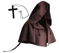 Modeewel Vintage Medievale Monaco Robe Hood Vintage Medievale Halloween Poncho Steampunk Pagan Devil Cape Wicca Pagan Pagan Cappuccio Cowl Cappello Per Cosplay, marrone, Taglia unica