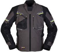 Modeka Taran, giacca tessile impermeabile 6XL male Nero/Grigio Scuro/Giallo Fluo
