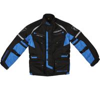 Modeka Tourex II Giacca tessile per moto ciclismo per bambini, nero/blu, Taglia 164