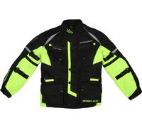 Modeka Tourex II Giacca tessile per moto ciclismo per bambini, nero/neon, Taglia 128