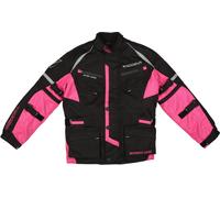 Modeka Tourex II Giacca tessile per moto ciclismo per bambini, nero-rosa, taglia 2XS 128