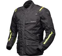 Modeka Varus impermeabile Moto Tessile Giacca, nero/neon, Taglia XL