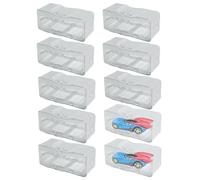 Model Car Display Case, 1/64 Scale Racing Toy Organizer, Stackable Clear Lid Storage Box, Dustproof Compact Design, Collectible Stand Ideal for Bedroom, Car Enthusiasts, Toy Collectors,9cm Black White