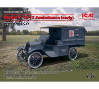 Model T 1917 Ambulance (early), WWI Aafs Car 1:35 Plastic Model Kit ICM