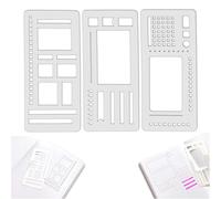 Modèle de carnet flexible fait main, lot de 3 pochoirs pour journal, kit de modèles de dessin polyvalents pour journaling, scrapbooking, loisirs créatifs, étiquetage et agendas (3pcs-c)