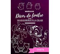Modèles de décors de fenêtre avec marqueurs à la craie: Chats