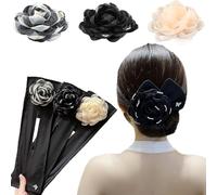 Modellatore for chignon floreale ricamato a mano - Accessorio for capelli alla moda con dettagli ricamati, accessori moda for capelli alla moda, for donne e ragazze con capelli lunghi e spessi(3 Stück
