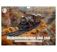Modelleisenbahnen sind cool (Wandkalender 2026 DIN A4 quer), CALVENDO Monatskalender: Kleine Züge, große Träume: Die Welt der KI generierten Modelleisenbahnen