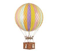 Modelli autentici, Jules Verne, mongolfiera, realizzato in vero cestino in tessuto, decorazione da appendere - arcobaleno pastello