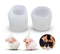 Modelli di Agnello Stampi Silicone,Stampi Silicone per Candelabri e Sapone Fai da Te - Set di 2 Modelli di Agnello, Resistente al Calore, Facile da Usare e Lavare