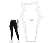 Modelli di cartamodelli per leggings vita alta in diverse taglie, modelli di base per capi di abbigliamento femminili in scala 1:1, modelli di cucito per principianti e modelli di cucito, modelli per