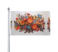 Modelli di decorazione floreale Bandiera stampata su entrambi i lati (91,4 x 152,4 cm), grande bandiera da giardino, bandiera decorativa per esterni festivi