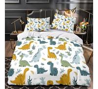Modelli di dinosauri 3D Stampa Coperteletto 3pz Microfibra Ipollergenica Design dei cartoni animati per bambini Coperta Letto 2 federe Antimacchia Adolescenti Adulti Giovani Super king（260x220cm）