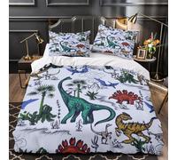 Modelli di dinosauri copripiumino 3 Pezzi microfibra stampa 3D con federa incluso federe con federe per cuscini Vintage illustrato Set Di Copripiumino for bambini e adolescenti Single（135x200cm）