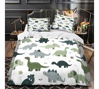 Modelli di dinosauri copripiumino 3 Pezzi morbida motivo 3D con cerniera con federe per cuscini Design di cartoni animati per bambini_1 Set Di Copripiumino for ragazzi e adulti Single（135x200cm）