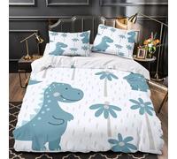 Modelli di dinosauri Set Di Copripiumino Set di 3 Pezzi morbida microfibra motivo 3D con federe per cuscini con cerniera Disegno ad acquerello copripiumino for coppie e adulti Double（200x200cm）