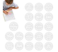 Modelli di ornamenti di Natale,Modelli di pittura di Natale | 20 stencil per disegno di parole di Natale rotonde,Modello invernale per portico in tessuto di legno, artigianato artistico