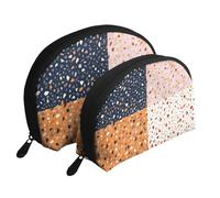 Modelli di terrazzo vettoriale senza soluzione di continuità, Borsa per trucco a conchiglia Portamonete da donna Borsa da toilette piccola Borsa per cosmetici 2 pezzi
